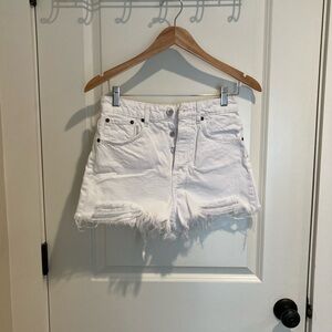 Zara white high waisted distressed jean shorts - Size 4